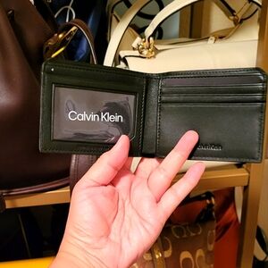New Calvin Klein Bi-Fold Wallet Saffiano Black/Brown